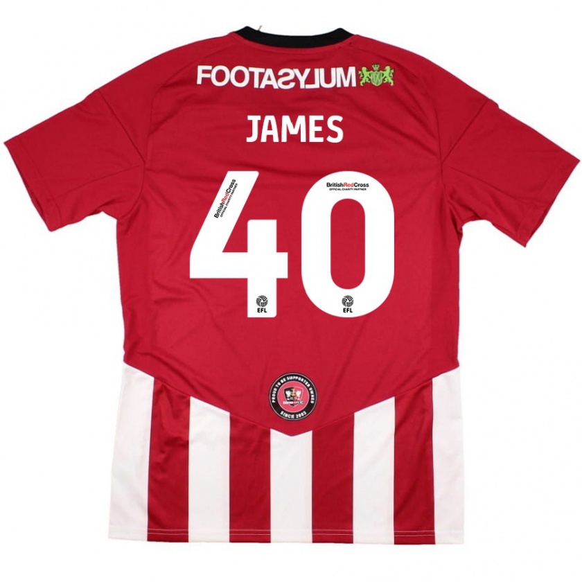 Kandiny Gyermek Ed James #40 Piros Fehér Hazai Jersey 2024/25 Mez Póló Ing