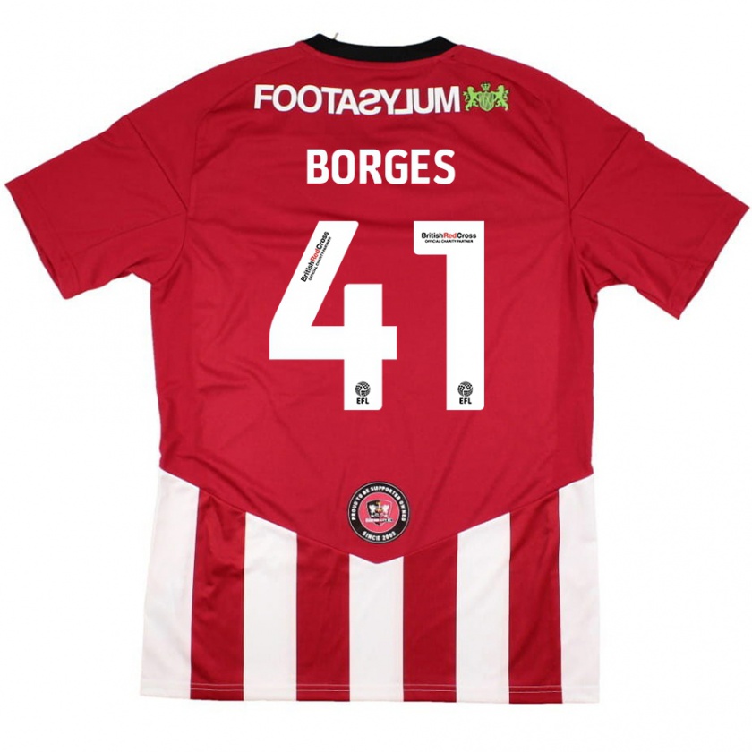 Kandiny Gyermek Pedro Borges #41 Piros Fehér Hazai Jersey 2024/25 Mez Póló Ing