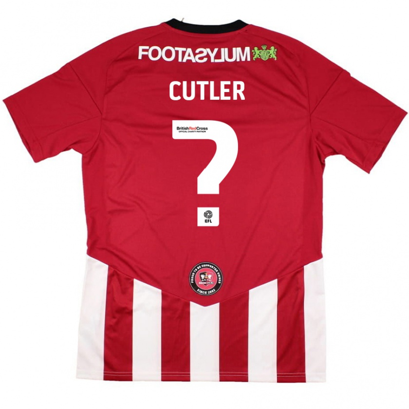 Kandiny Gyermek Theo Cutler #0 Piros Fehér Hazai Jersey 2024/25 Mez Póló Ing