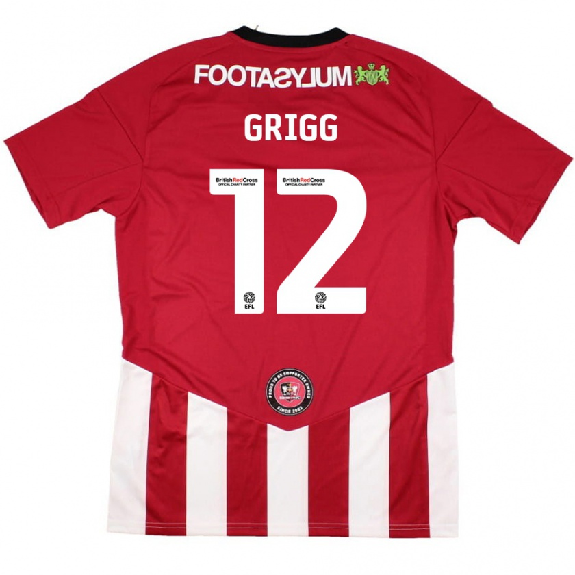 Kandiny Gyermek Katie Grigg #12 Piros Fehér Hazai Jersey 2024/25 Mez Póló Ing