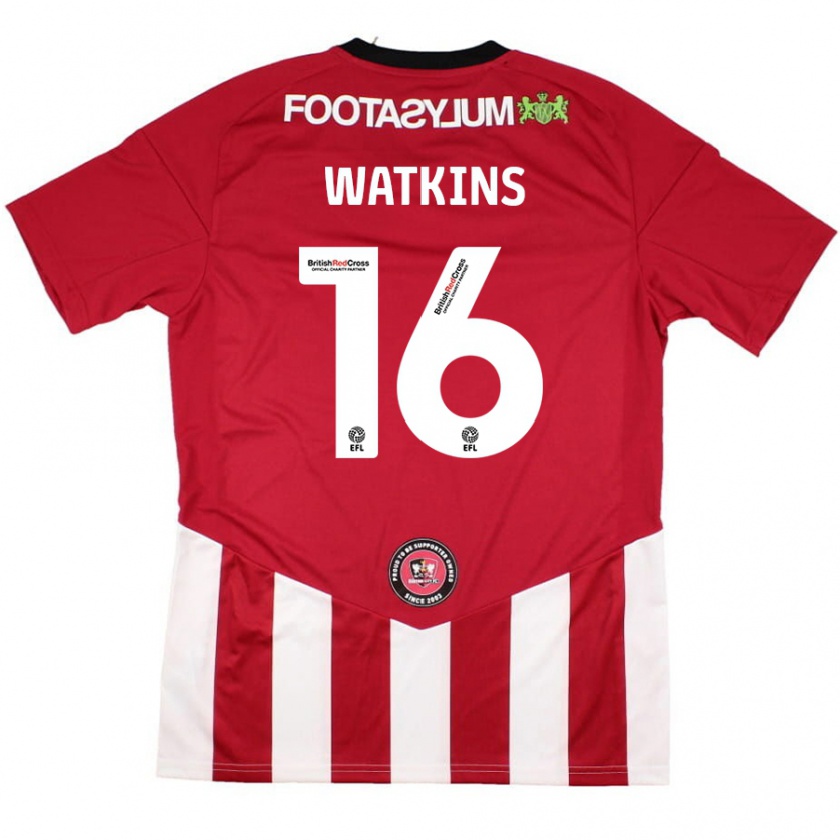 Kandiny Gyermek Zoe Watkins #16 Piros Fehér Hazai Jersey 2024/25 Mez Póló Ing