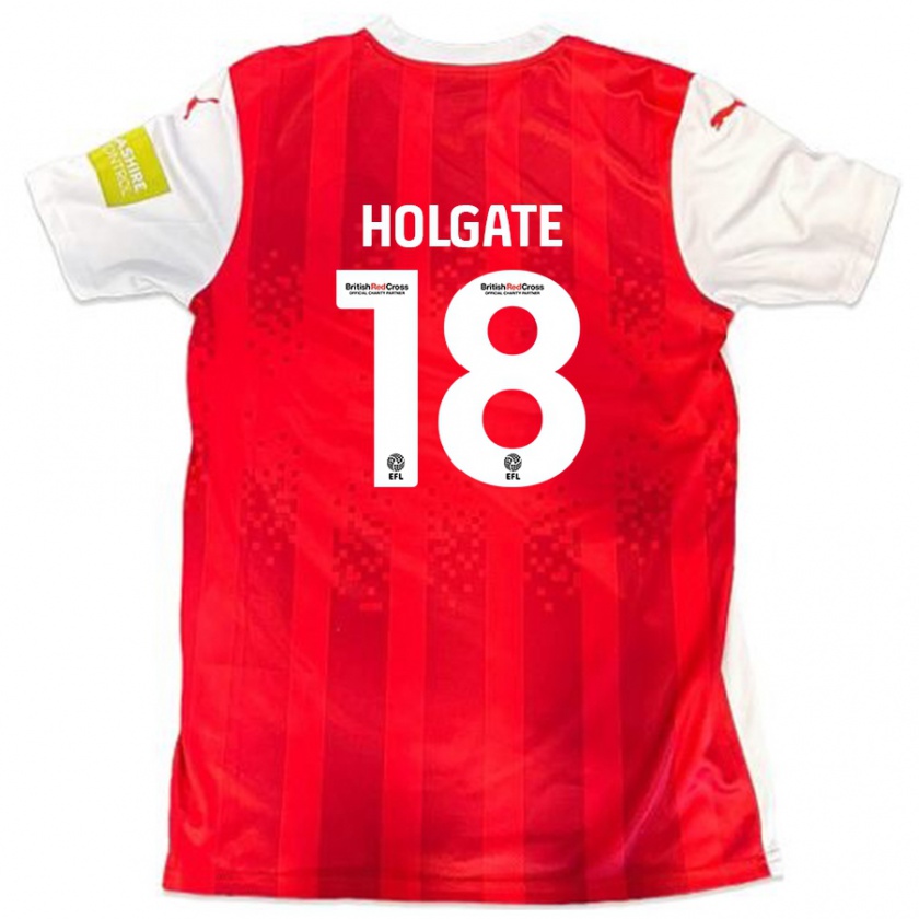 Kandiny Gyermek Harrison Holgate #18 Piros Fehér Hazai Jersey 2024/25 Mez Póló Ing