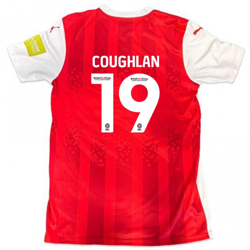 Kandiny Gyermek Ronan Coughlan #19 Piros Fehér Hazai Jersey 2024/25 Mez Póló Ing