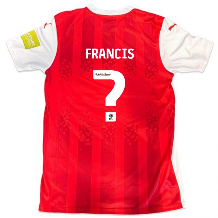 Kandiny Gyermek Dannen Francis #0 Piros Fehér Hazai Jersey 2024/25 Mez Póló Ing