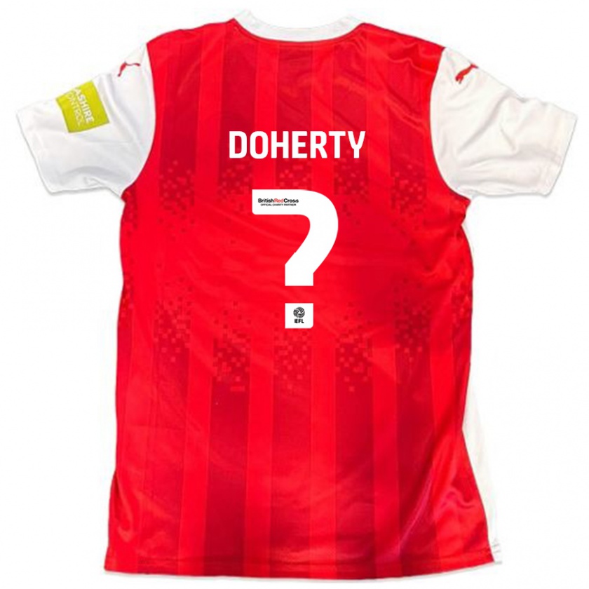 Kandiny Gyermek Jack Doherty #0 Piros Fehér Hazai Jersey 2024/25 Mez Póló Ing