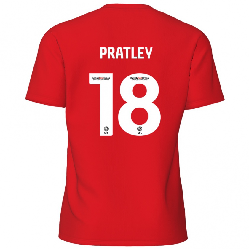 Kandiny Gyermek Darren Pratley #18 Piros Hazai Jersey 2024/25 Mez Póló Ing