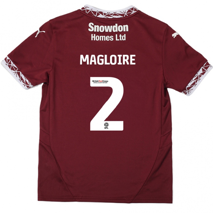 Kandiny Gyermek Tyler Magloire #2 Burgundia Hazai Jersey 2024/25 Mez Póló Ing