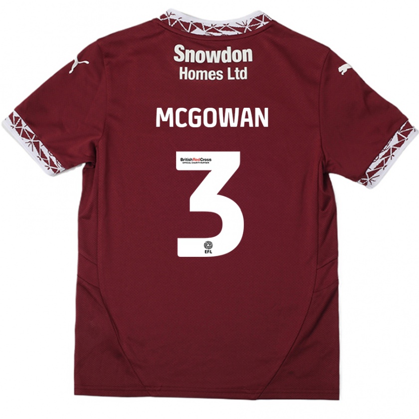 Kandiny Gyermek Aaron Mcgowan #3 Burgundia Hazai Jersey 2024/25 Mez Póló Ing