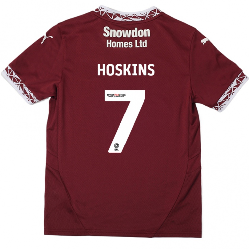 Kandiny Gyermek Sam Hoskins #7 Burgundia Hazai Jersey 2024/25 Mez Póló Ing