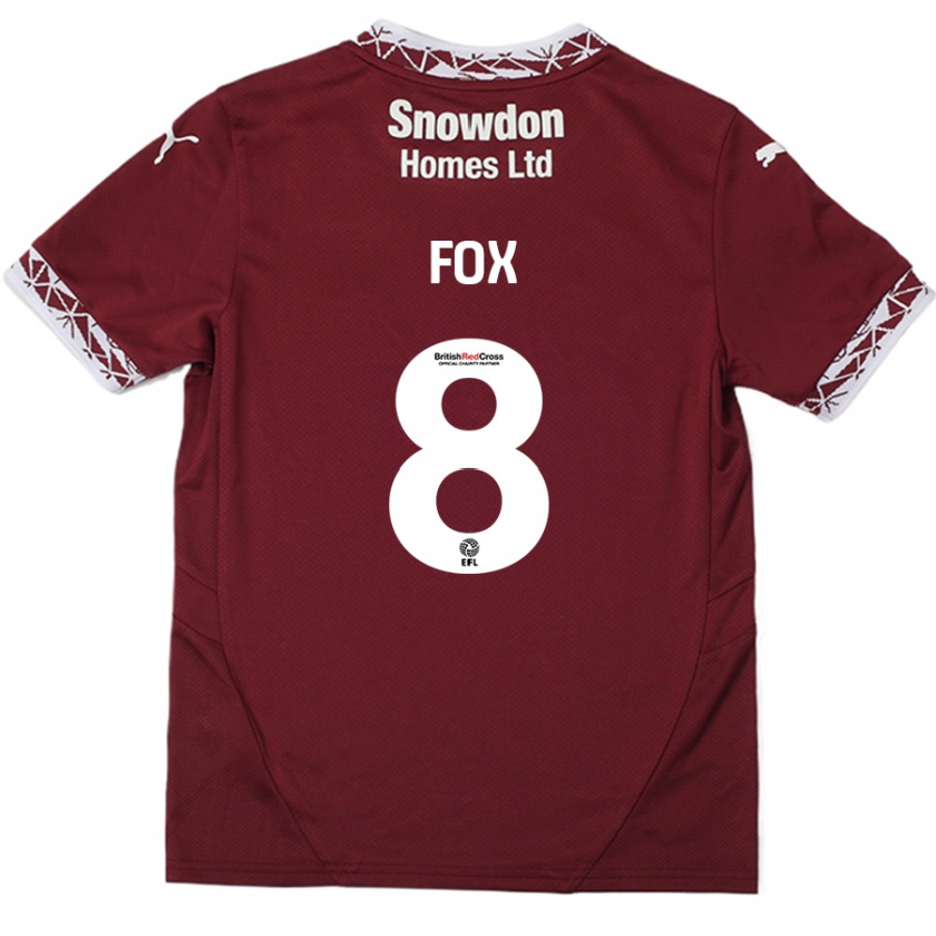 Kandiny Gyermek Ben Fox #8 Burgundia Hazai Jersey 2024/25 Mez Póló Ing