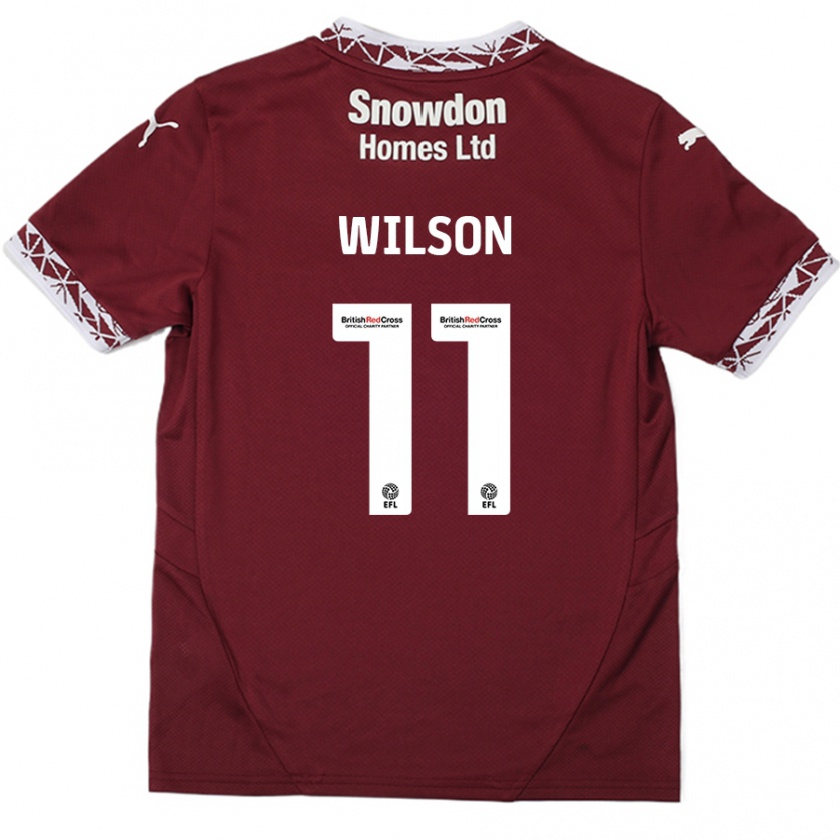 Kandiny Gyermek James Wilson #11 Burgundia Hazai Jersey 2024/25 Mez Póló Ing