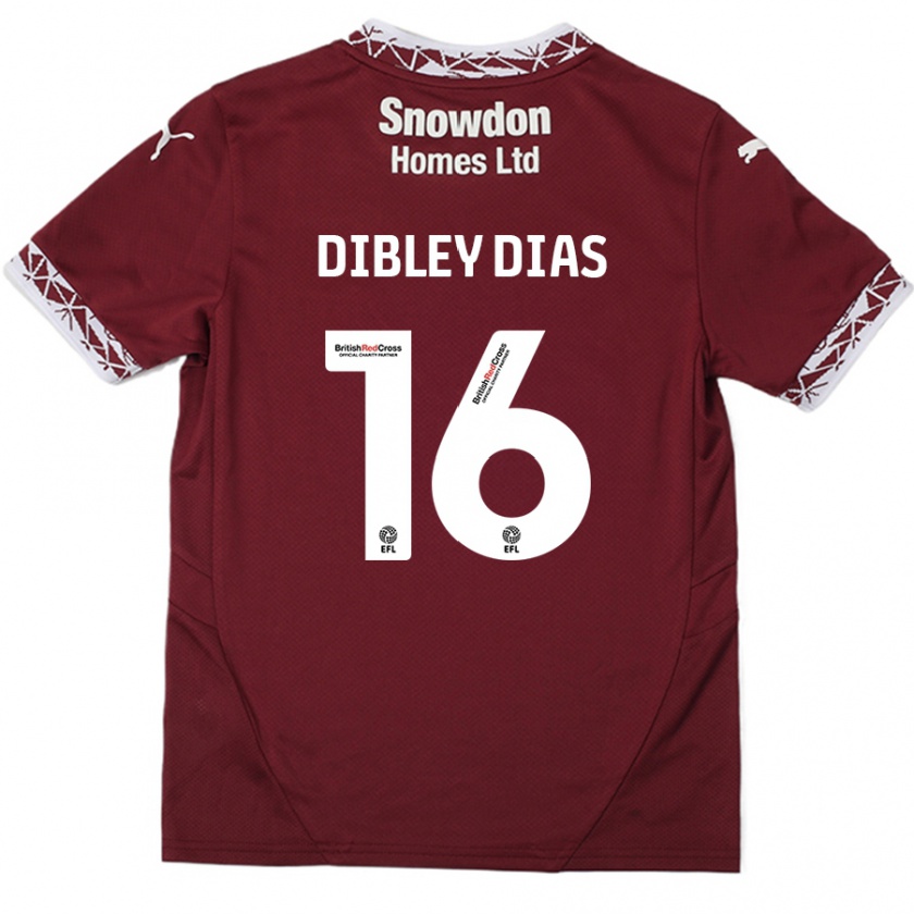 Kandiny Gyermek Matt Dibley-Dias #16 Burgundia Hazai Jersey 2024/25 Mez Póló Ing