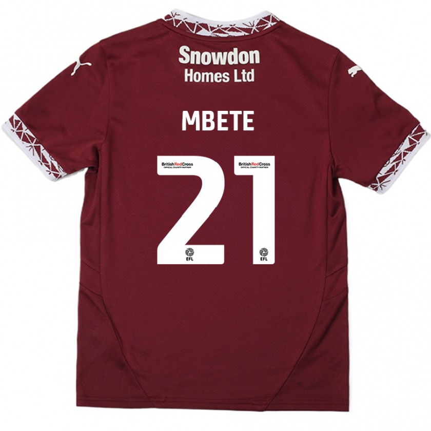 Kandiny Gyermek Luke Mbete #21 Burgundia Hazai Jersey 2024/25 Mez Póló Ing