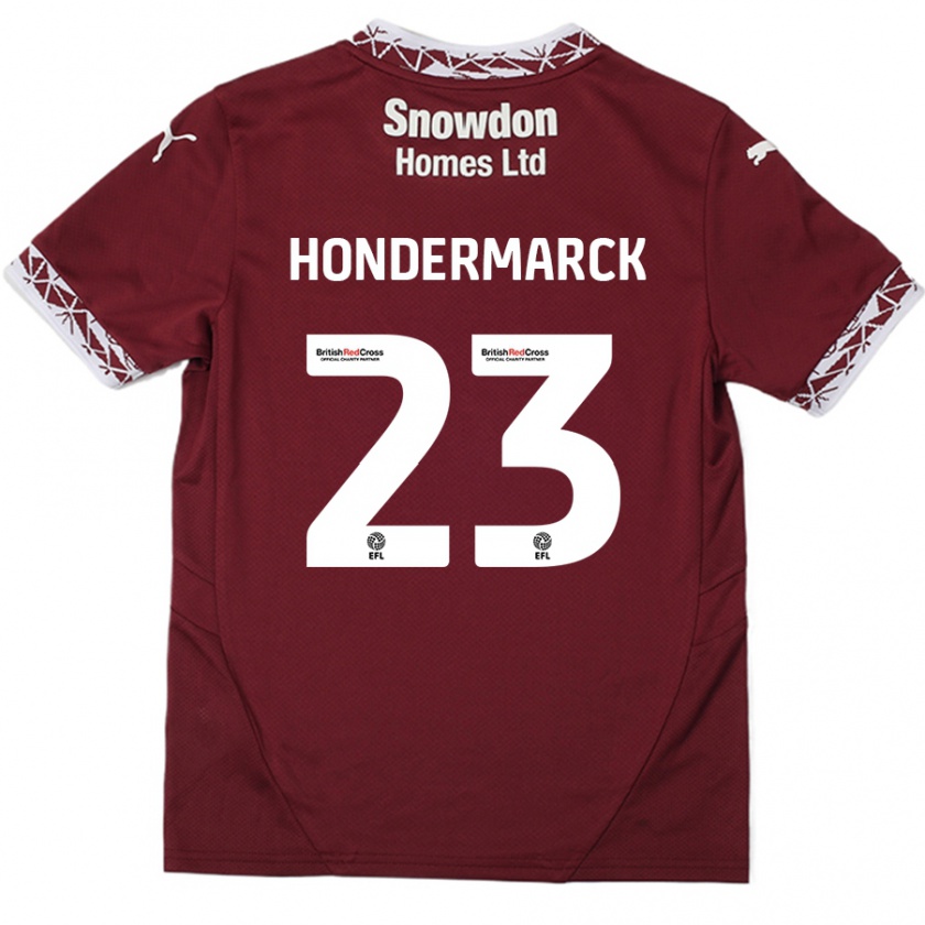 Kandiny Gyermek William Hondermarck #23 Burgundia Hazai Jersey 2024/25 Mez Póló Ing