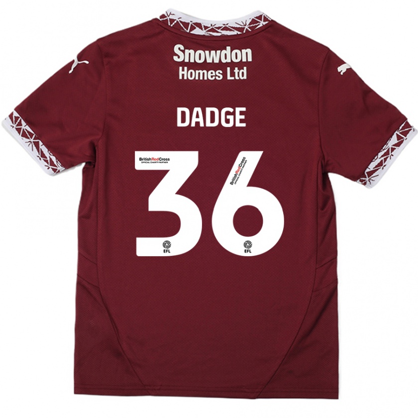 Kandiny Gyermek James Dadge #36 Burgundia Hazai Jersey 2024/25 Mez Póló Ing