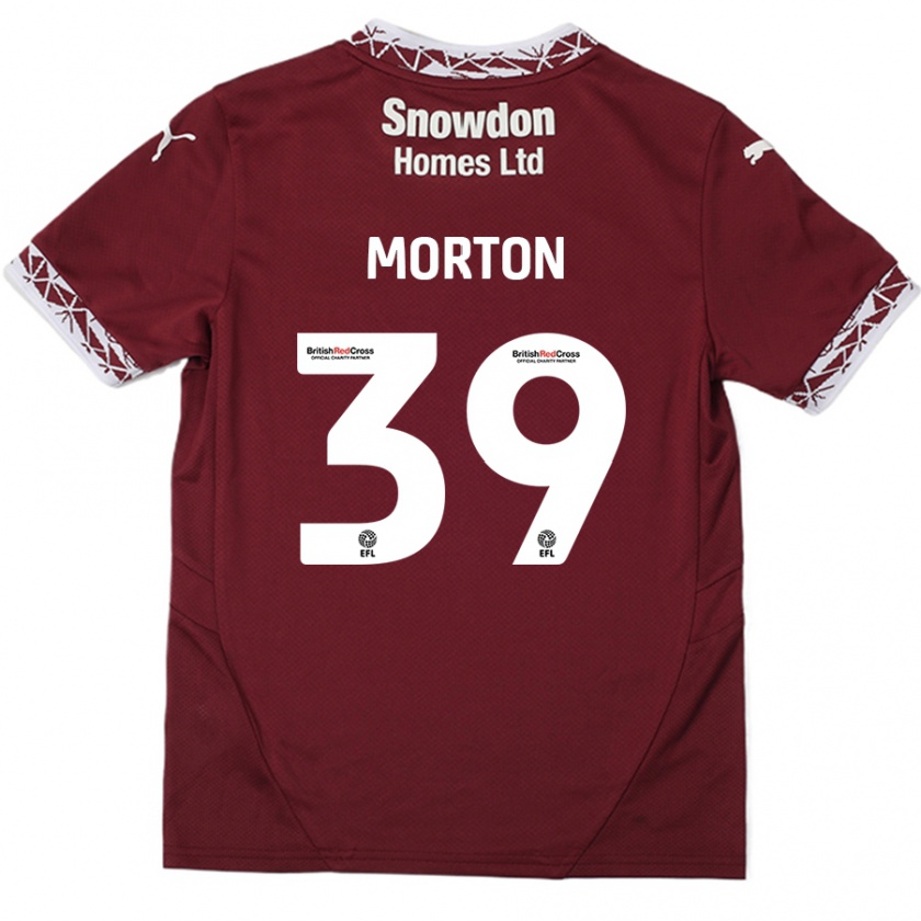 Kandiny Gyermek Callum Morton #39 Burgundia Hazai Jersey 2024/25 Mez Póló Ing