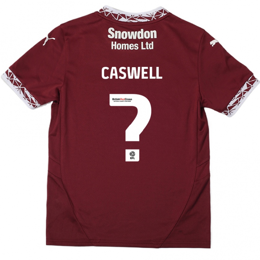 Kandiny Gyermek Jordan Caswell #0 Burgundia Hazai Jersey 2024/25 Mez Póló Ing