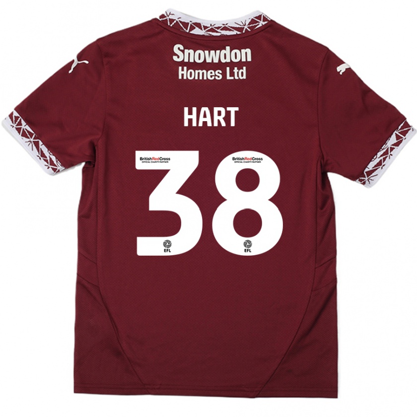 Kandiny Gyermek Jamari Hart #38 Burgundia Hazai Jersey 2024/25 Mez Póló Ing