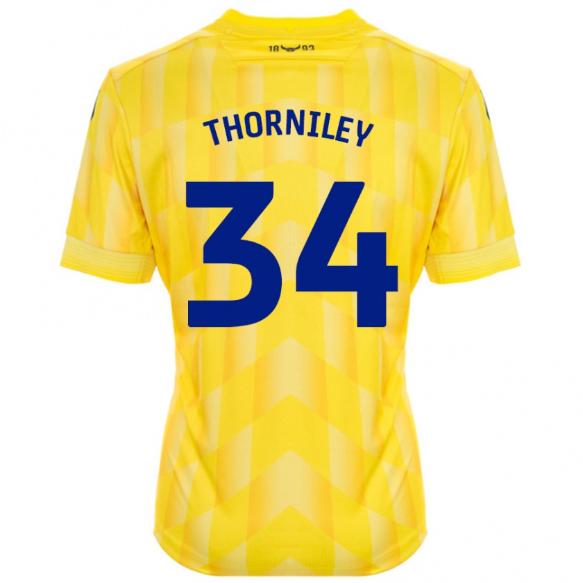 Kandiny Gyermek Jordan Thorniley #34 Sárga Hazai Jersey 2024/25 Mez Póló Ing