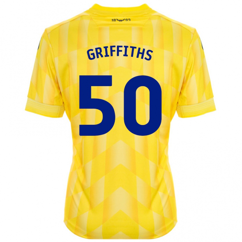 Kandiny Gyermek Louis Griffiths #50 Sárga Hazai Jersey 2024/25 Mez Póló Ing