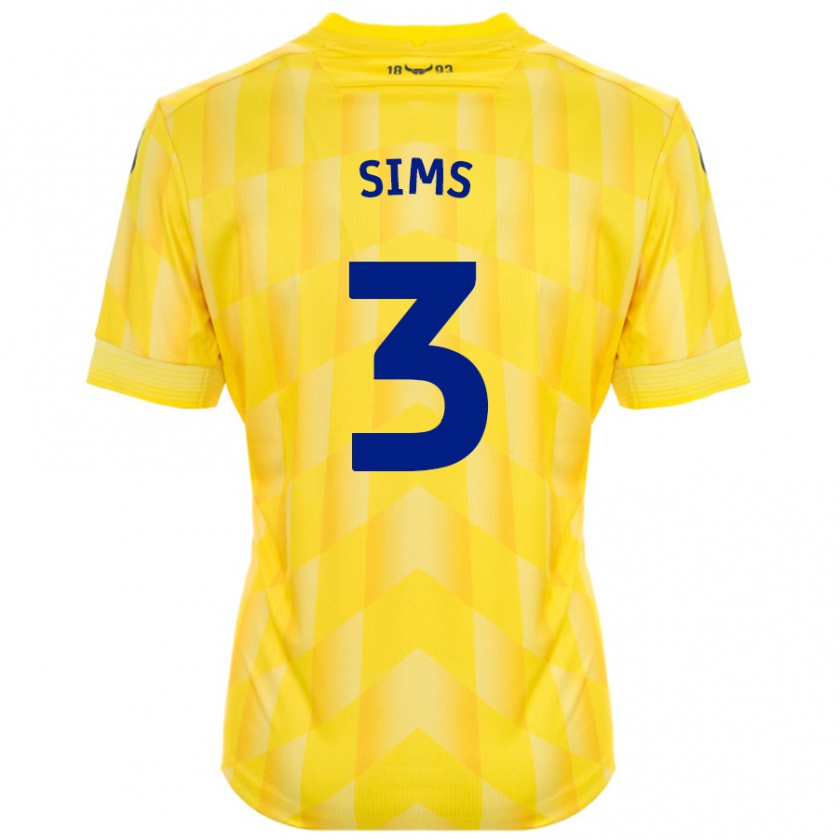 Kandiny Gyermek Gemma Sims #3 Sárga Hazai Jersey 2024/25 Mez Póló Ing