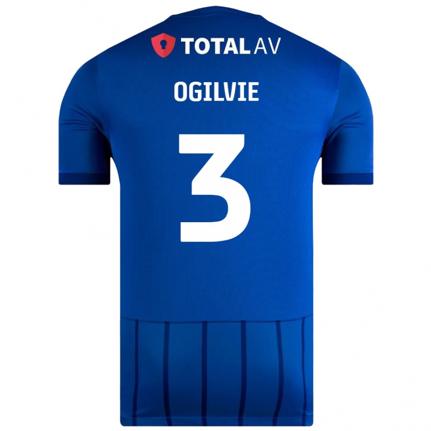 Kandiny Gyermek Connor Ogilvie #3 Kék Hazai Jersey 2024/25 Mez Póló Ing