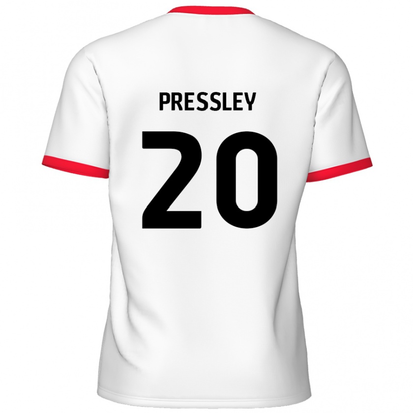 Kandiny Gyermek Aaron Pressley #20 Fehér Piros Hazai Jersey 2024/25 Mez Póló Ing