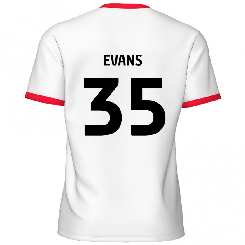 Kandiny Gyermek Makise Evans #35 Fehér Piros Hazai Jersey 2024/25 Mez Póló Ing