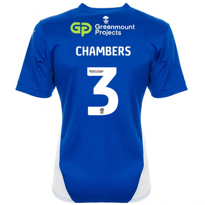 Kandiny Gyermek Luke Chambers #3 Kék Fehér Hazai Jersey 2024/25 Mez Póló Ing