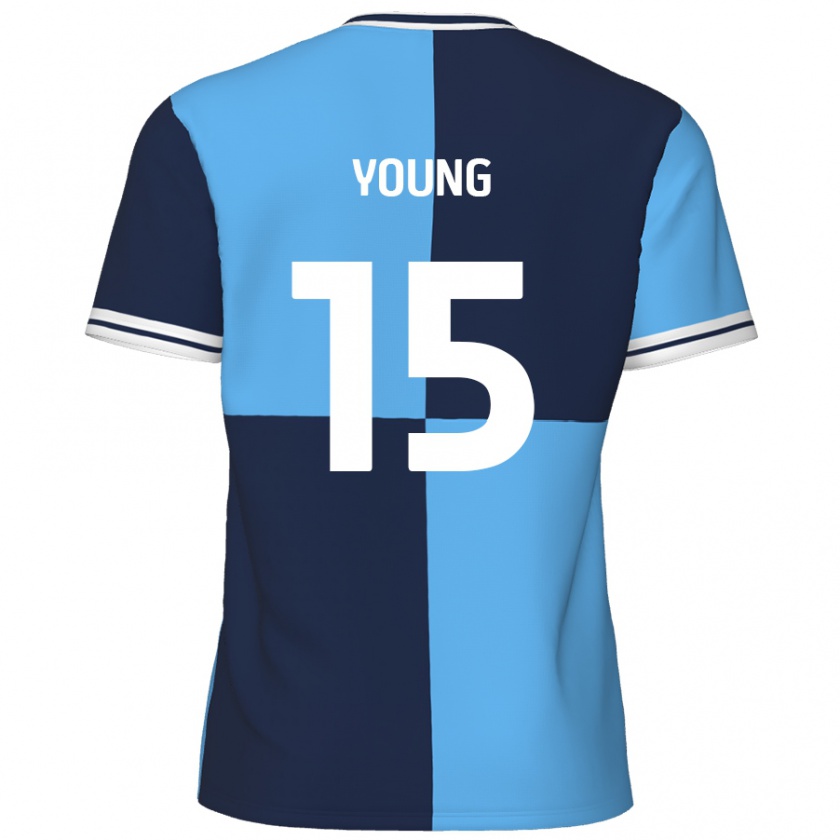 Kandiny Gyermek Jack Young #15 Égszínkék Sötétkék Hazai Jersey 2024/25 Mez Póló Ing