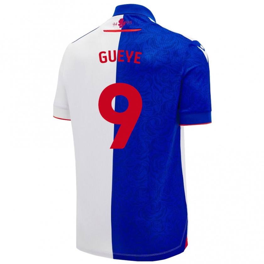 Kandiny Gyermek Makhtar Gueye #9 Égszínkék Fehér Hazai Jersey 2024/25 Mez Póló Ing