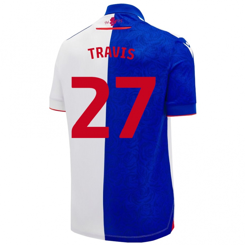 Kandiny Gyermek Lewis Travis #27 Égszínkék Fehér Hazai Jersey 2024/25 Mez Póló Ing