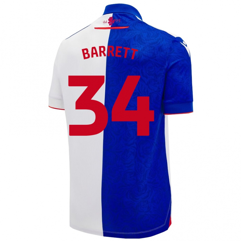 Kandiny Gyermek Jack Barrett #34 Égszínkék Fehér Hazai Jersey 2024/25 Mez Póló Ing