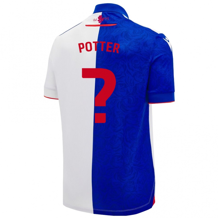 Kandiny Gyermek Aaron Potter #0 Égszínkék Fehér Hazai Jersey 2024/25 Mez Póló Ing