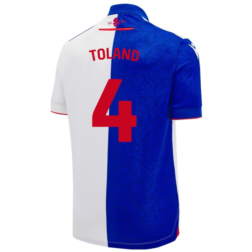 Kandiny Gyermek Tyler Toland #4 Égszínkék Fehér Hazai Jersey 2024/25 Mez Póló Ing