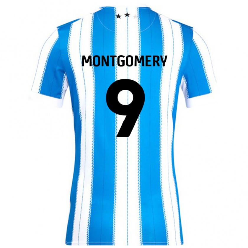 Kandiny Gyermek Ria Montgomery #9 Kék Fehér Hazai Jersey 2024/25 Mez Póló Ing