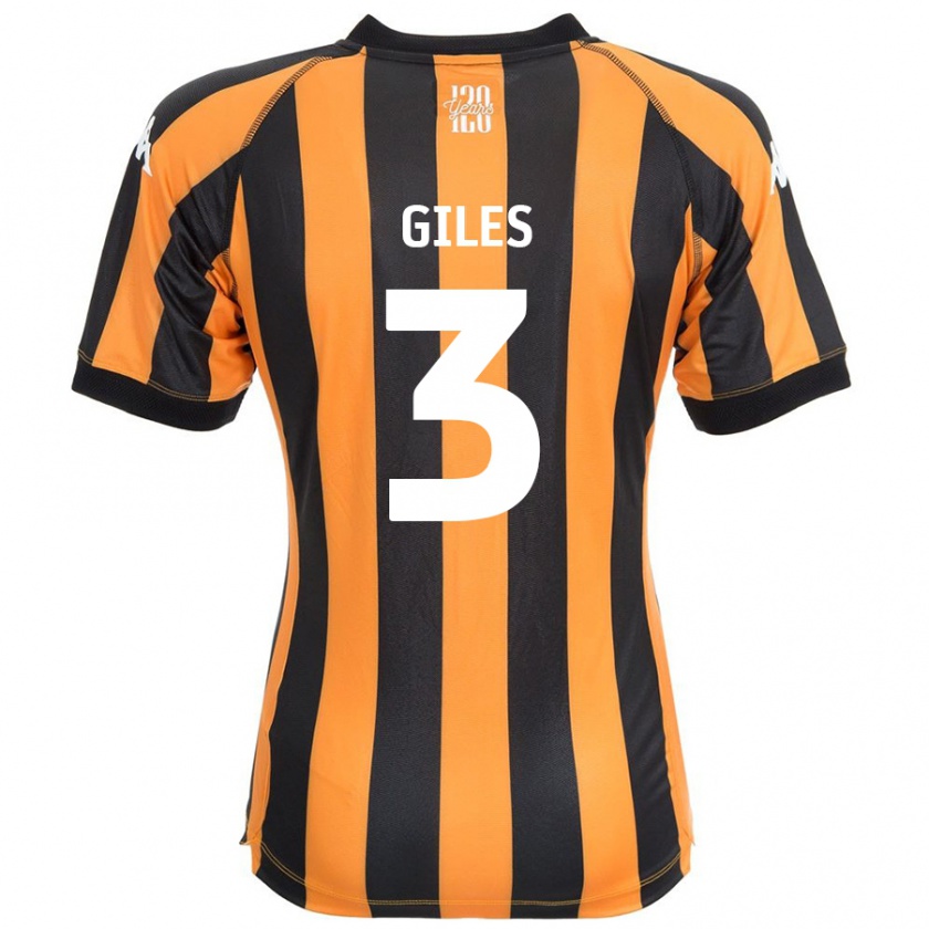 Kandiny Gyermek Ryan Giles #3 Fekete Borostyán Hazai Jersey 2024/25 Mez Póló Ing