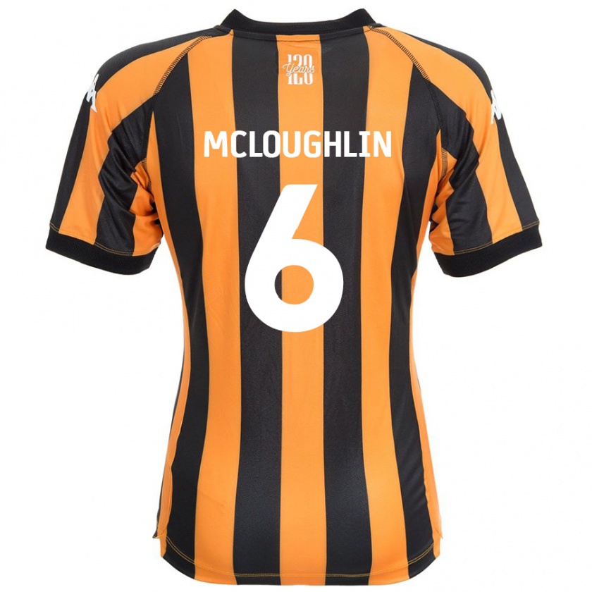 Kandiny Gyermek Sean Mcloughlin #6 Fekete Borostyán Hazai Jersey 2024/25 Mez Póló Ing