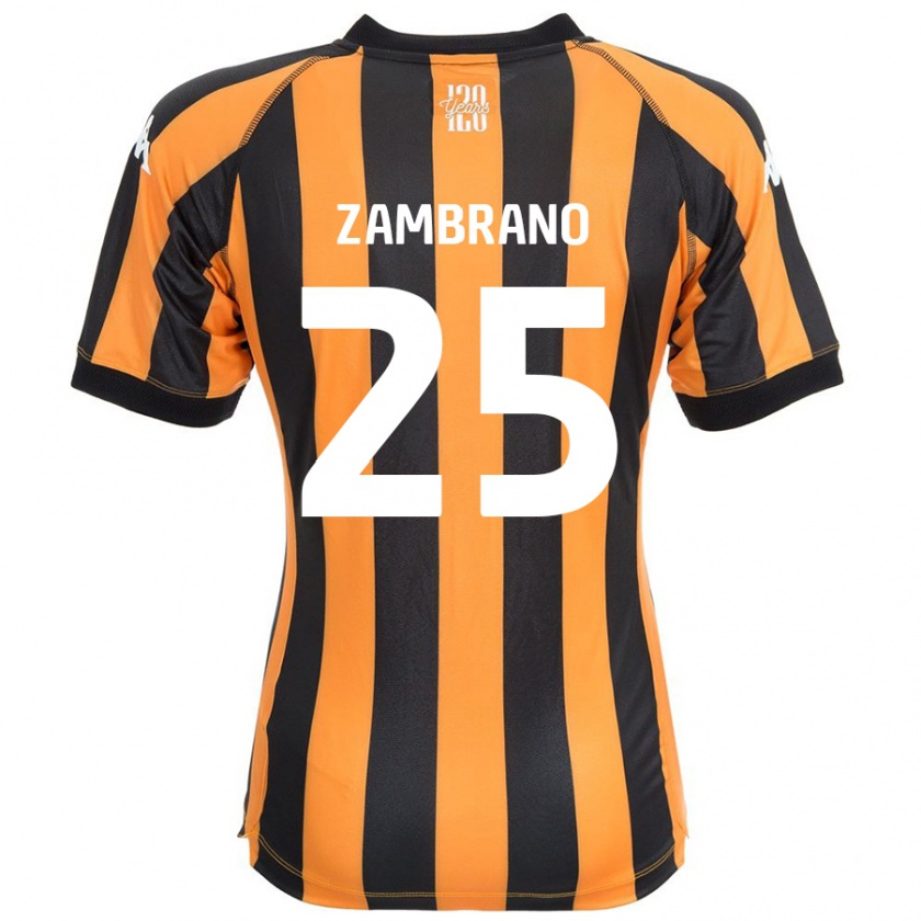 Kandiny Gyermek Óscar Zambrano #25 Fekete Borostyán Hazai Jersey 2024/25 Mez Póló Ing