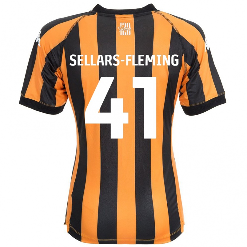 Kandiny Gyermek Tyrell Sellars-Fleming #41 Fekete Borostyán Hazai Jersey 2024/25 Mez Póló Ing