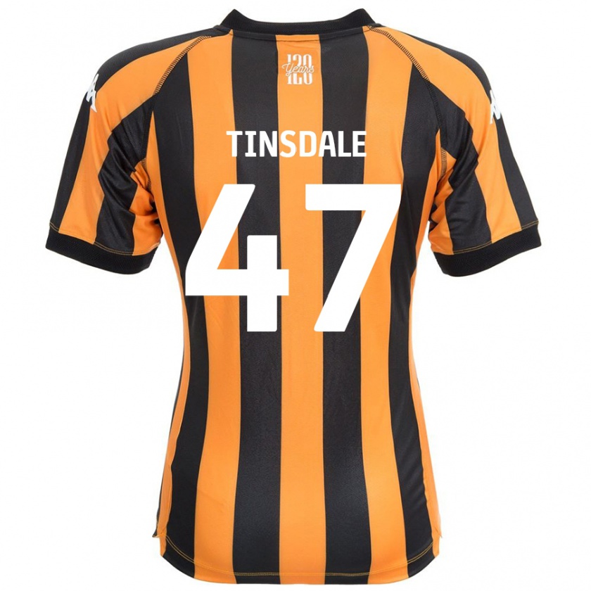 Kandiny Gyermek Nathan Tinsdale #47 Fekete Borostyán Hazai Jersey 2024/25 Mez Póló Ing