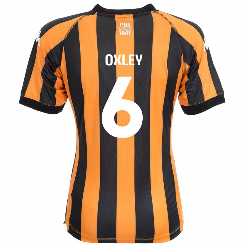 Kandiny Gyermek Tilly Oxley #6 Fekete Borostyán Hazai Jersey 2024/25 Mez Póló Ing