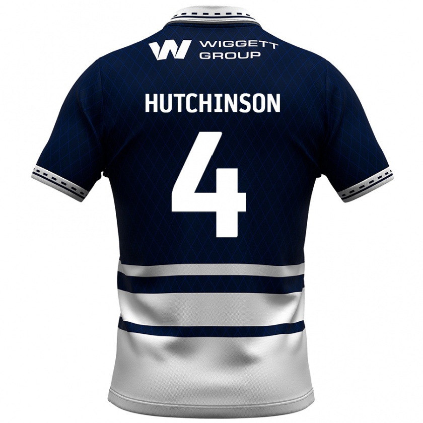 Kandiny Gyermek Shaun Hutchinson #4 Sötétkék Fehér Hazai Jersey 2024/25 Mez Póló Ing