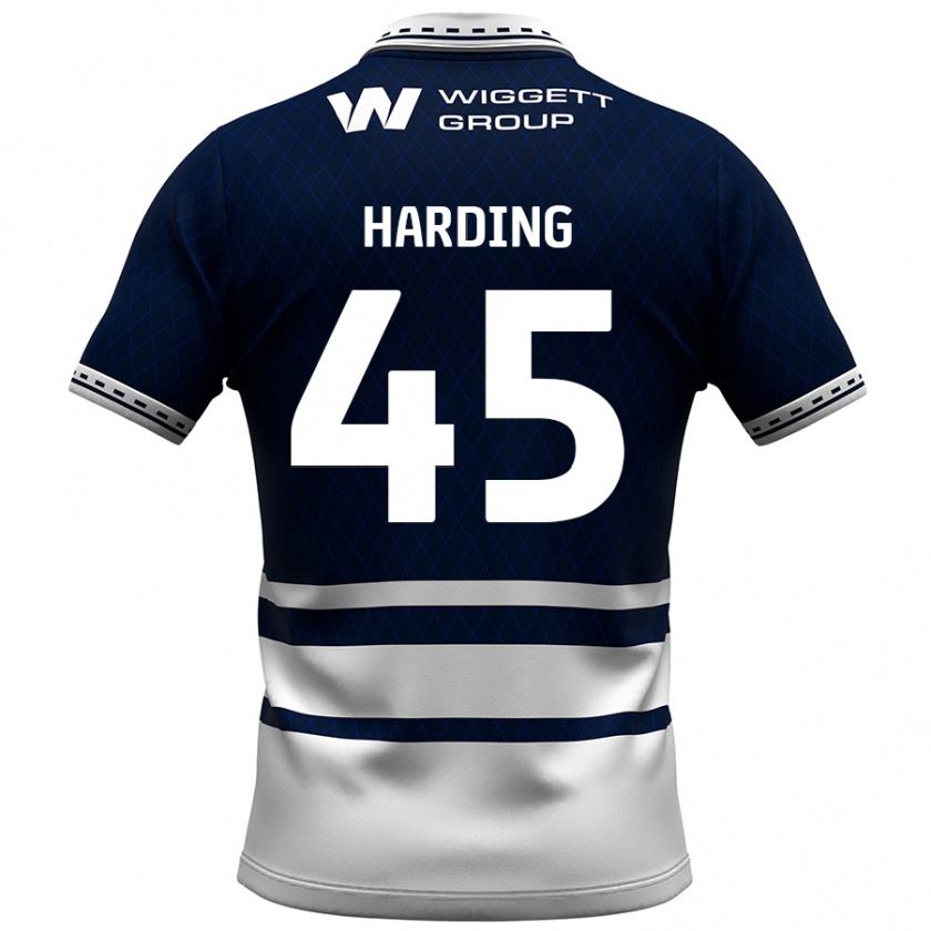 Kandiny Gyermek Wes Harding #45 Sötétkék Fehér Hazai Jersey 2024/25 Mez Póló Ing