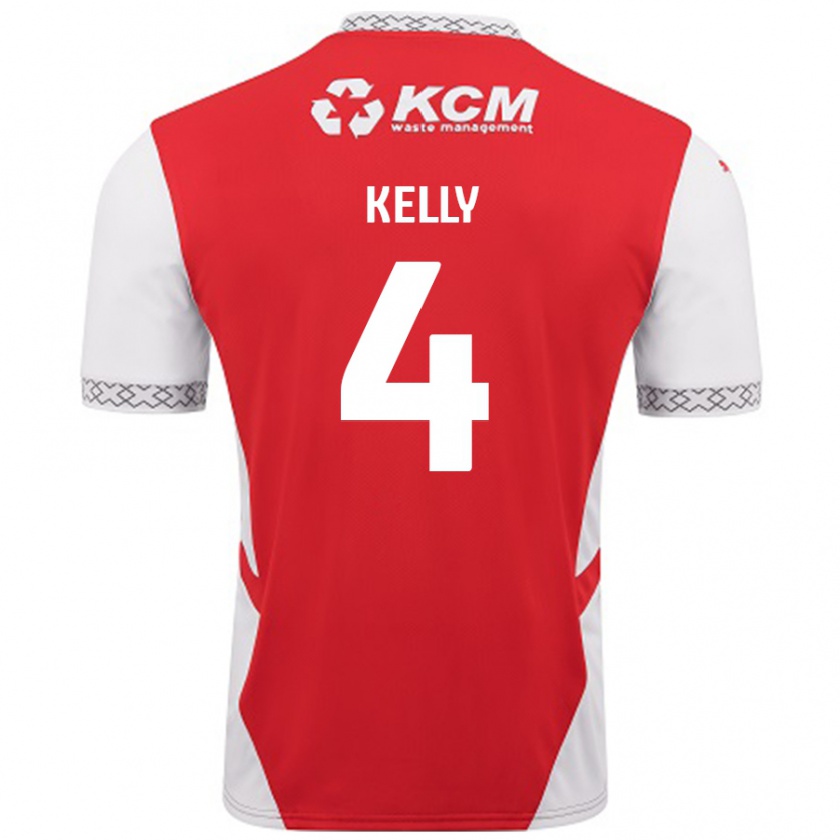 Kandiny Gyermek Liam Kelly #4 Piros Fehér Hazai Jersey 2024/25 Mez Póló Ing