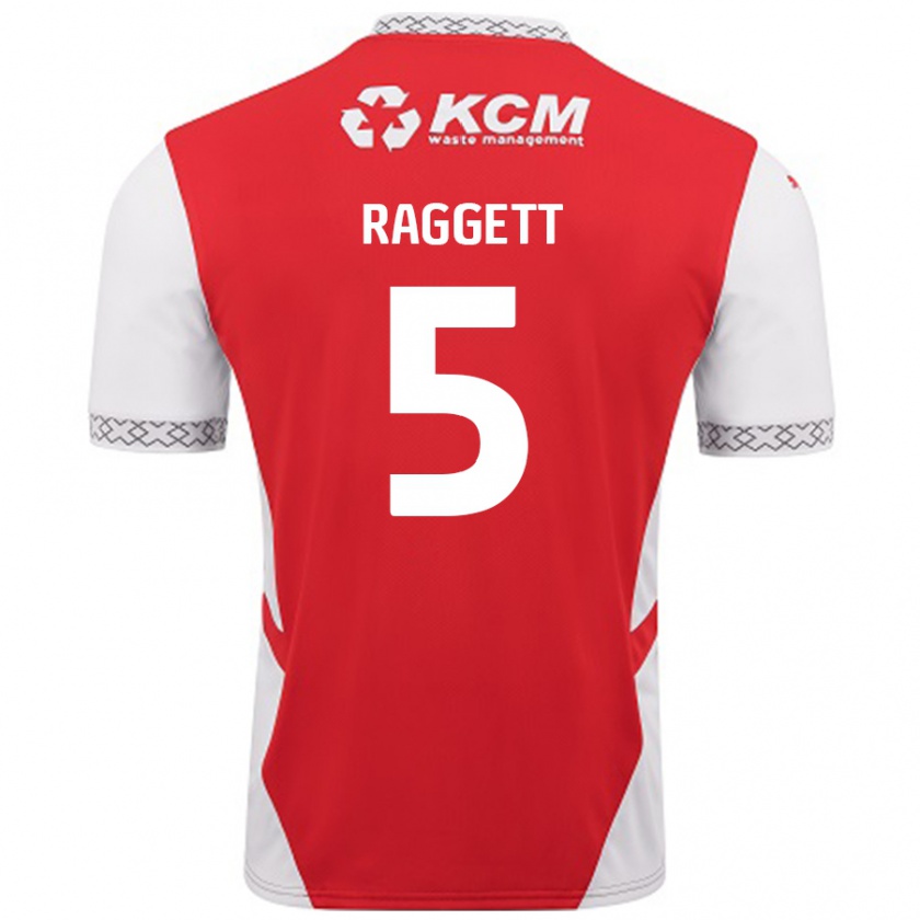 Kandiny Gyermek Sean Raggett #5 Piros Fehér Hazai Jersey 2024/25 Mez Póló Ing