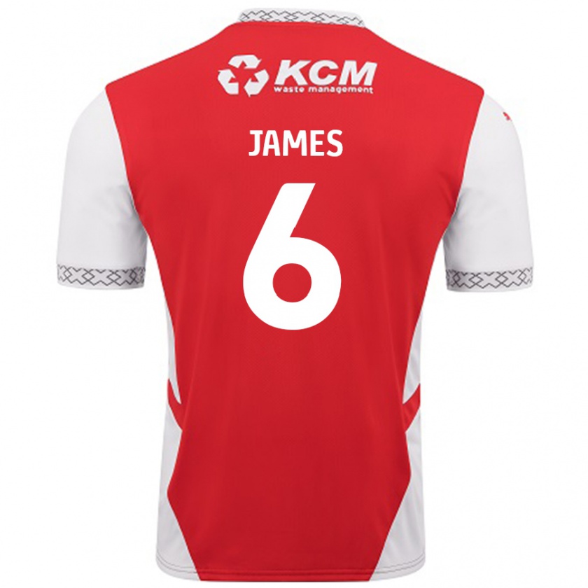 Kandiny Gyermek Reece James #6 Piros Fehér Hazai Jersey 2024/25 Mez Póló Ing