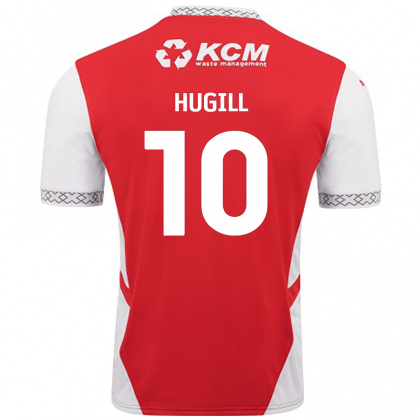 Kandiny Gyermek Jordan Hugill #10 Piros Fehér Hazai Jersey 2024/25 Mez Póló Ing