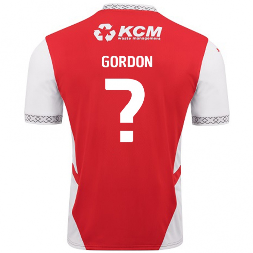 Kandiny Gyermek Owain Gordon #0 Piros Fehér Hazai Jersey 2024/25 Mez Póló Ing