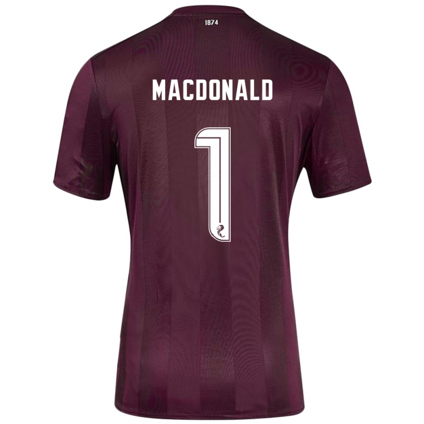 Kandiny Gyermek Jamie Macdonald #1 Burgundia Hazai Jersey 2024/25 Mez Póló Ing